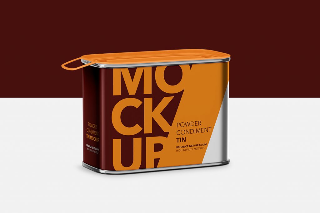 Packreate » Tin Powder Mockup – Glossy Cover
