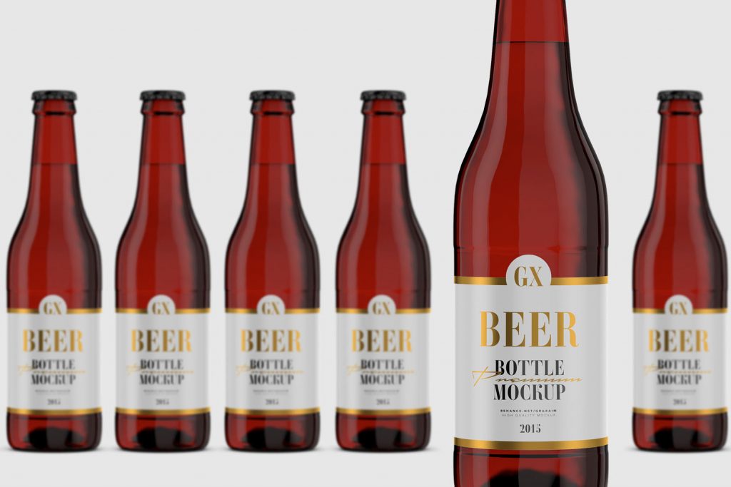 Packreate » Beer Bottle - Amber Glass - Mockup - 350ml