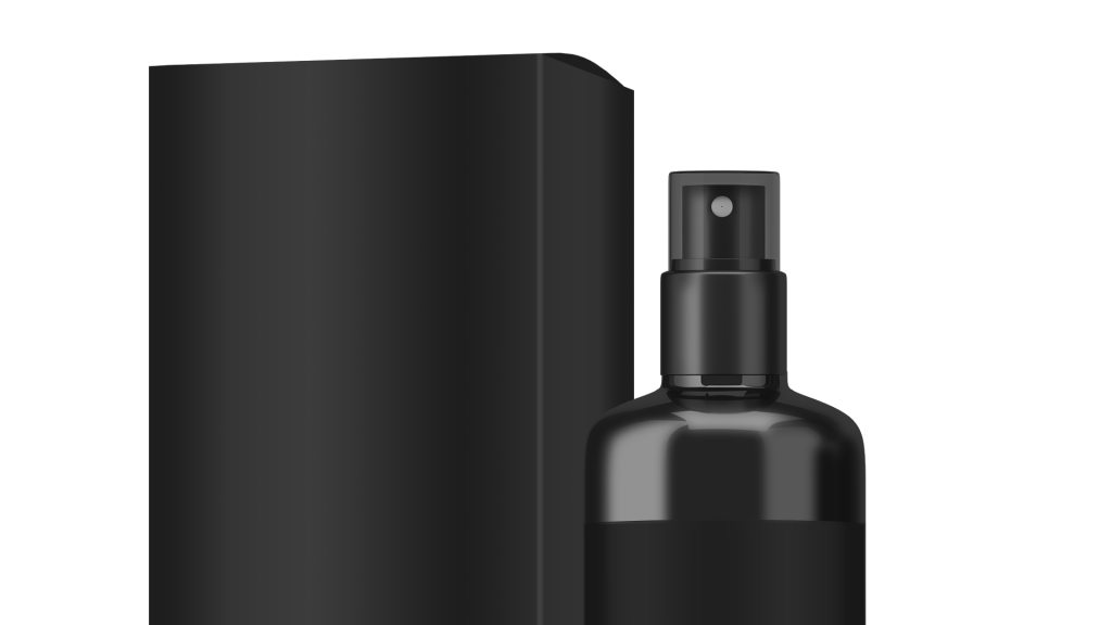 Download Packreate Cosmetic Black Plastic Spray Bottle Psd Mockup
