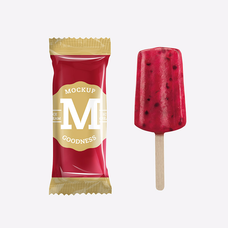 Download Free Packreate Strawberry Ice Cream Bar Popsicle Psd Mock Up PSD Mockups.